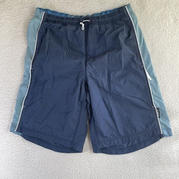 Nike Swim Trunks Shorts Mens Large Elastic Waistband Mesh Lined Zip Pocket Blue - Picture 1 of 12